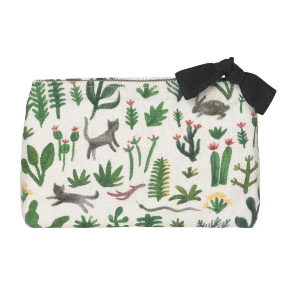 Danica Studios 100% Linen & Cotton Secret Garden Small Zippered Cosmetic Bag